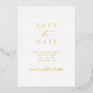 Simple Gold & White Photo Wedding Save the Date