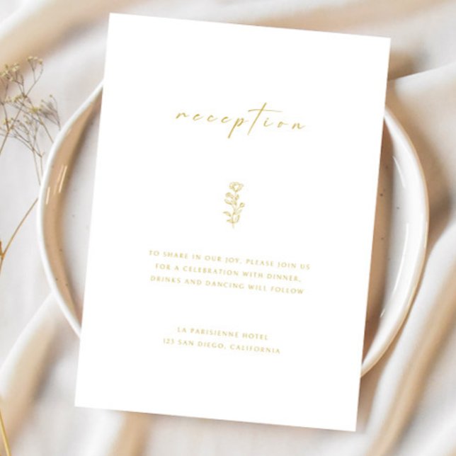 Simple Gold White Wedding Reception Enclosure Card (Creator Uploaded)