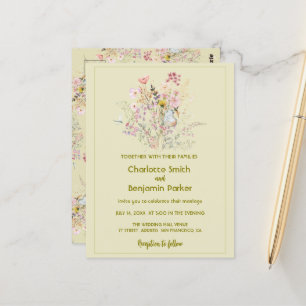 Simple Gold wildflowers bouquet floral wedding Postcard