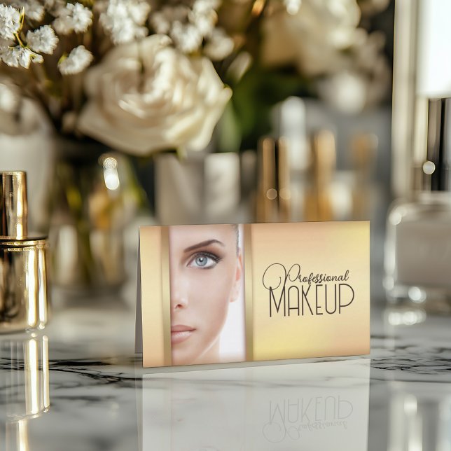 Simple Gold Woman Face Make-up Artist Card (Perfect for business)
