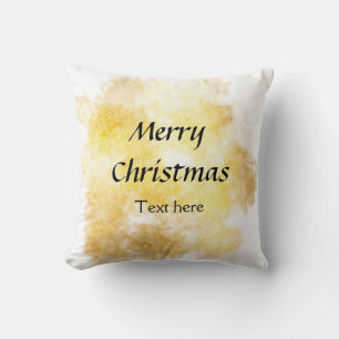 Simple golden add your text merry Christmas custom Cushion