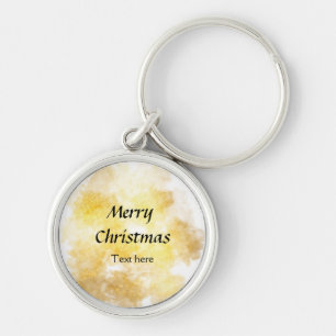 Simple golden add your text merry Christmas custom Key Ring