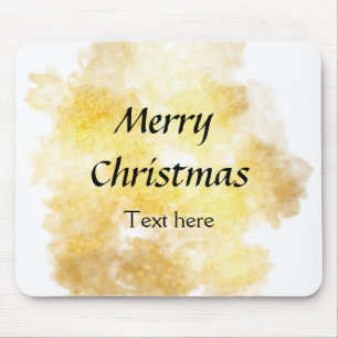 Simple golden add your text merry Christmas custom Mouse Pad