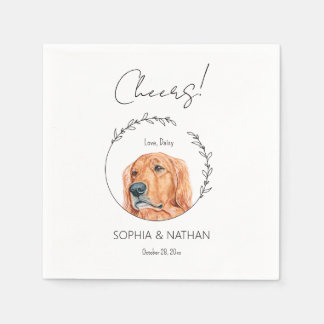 Simple Golden Retriever Dog Wedding Cocktail Napkin