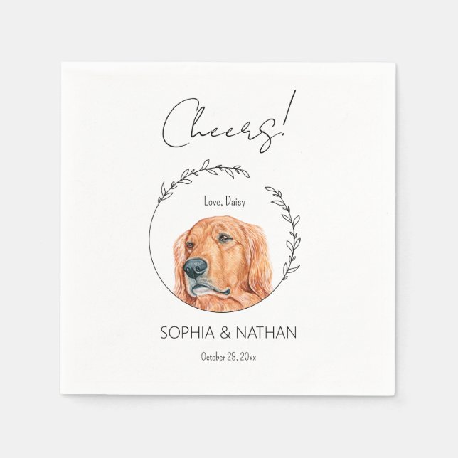 Simple Golden Retriever Dog Wedding Cocktail  Napkin (Front)