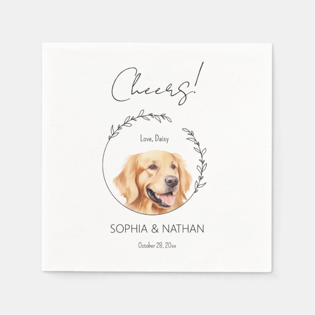 Simple Golden Retriever Dog Wedding Cocktail  Napkin (Front)