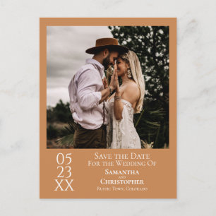 Simple Golden Tan Wedding Save the Date Photo Postcard