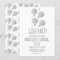 Simple Golf Balls Birthday Party Invitation