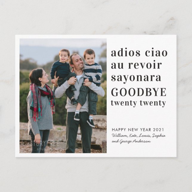 Simple Goodbye Twenty Twenty Happy New Year Photo Holiday Postcard (Front)