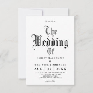 Simple Gothic Vampire Calligraphy Wedding Invitation