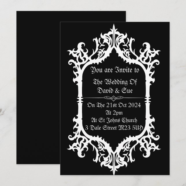 Simple Gothic Wedding Invitations (Front/Back)
