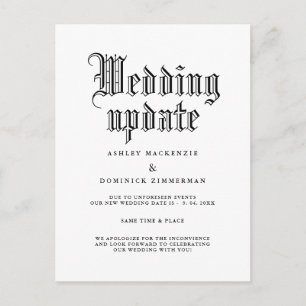 Simple Gothic Wedding Update Change Announcement Postcard