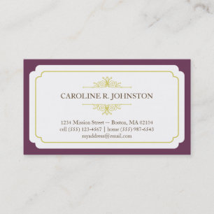 Simple grace solid plum frame personal calling card