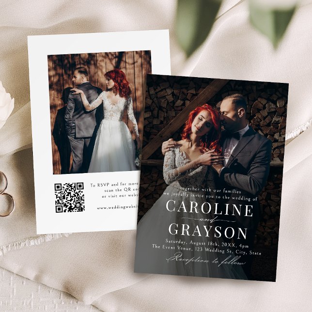 Simple Graceful Script Typography Photo Wedding Invitation (Simple Graceful Script Typography Photo Wedding Invitation)