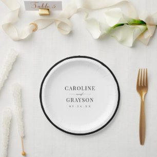 Simple Graceful Script Typography Wedding  Paper Plate