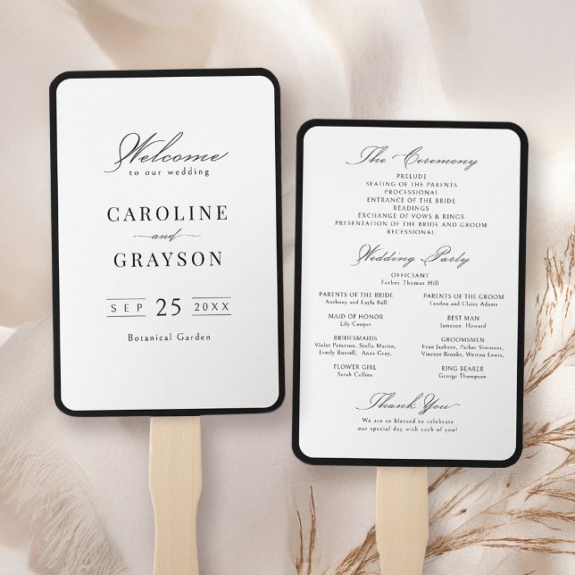 Simple Graceful Script Typography Wedding Program Hand Fan (Simple Graceful Script Typography Wedding Program Hand Fan)