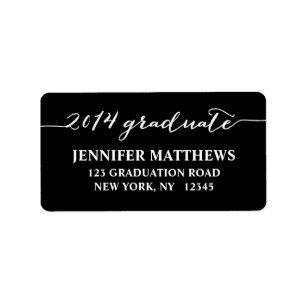 Simple Grad Black Graduation Address Label