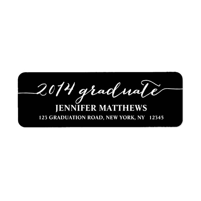 Simple Grad Black Graduation Return Address Label (Front)