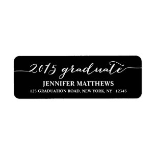 Simple Grad Black Graduation Return Address Label
