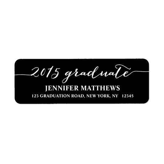 Simple Grad Black Graduation Return Address Label