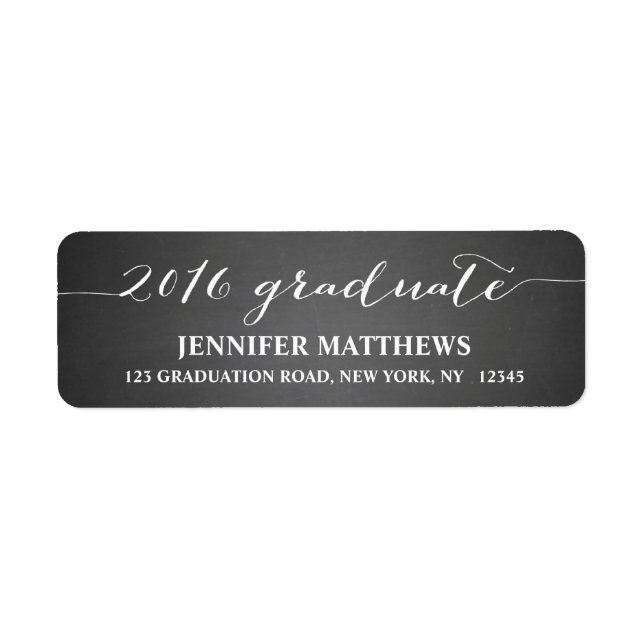 Simple Grad Chalkboard 2016 Graduation Return Address Label (Front)
