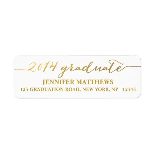Simple Grad Gold Graduation Address Label