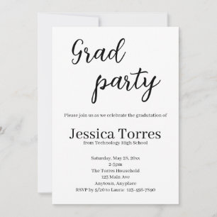 Simple Grad Party Graduation Invitation