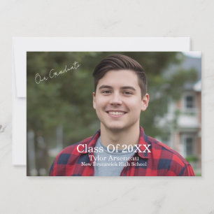 Simple Grad Party Photo Calligraphy Personalize Thank You Card