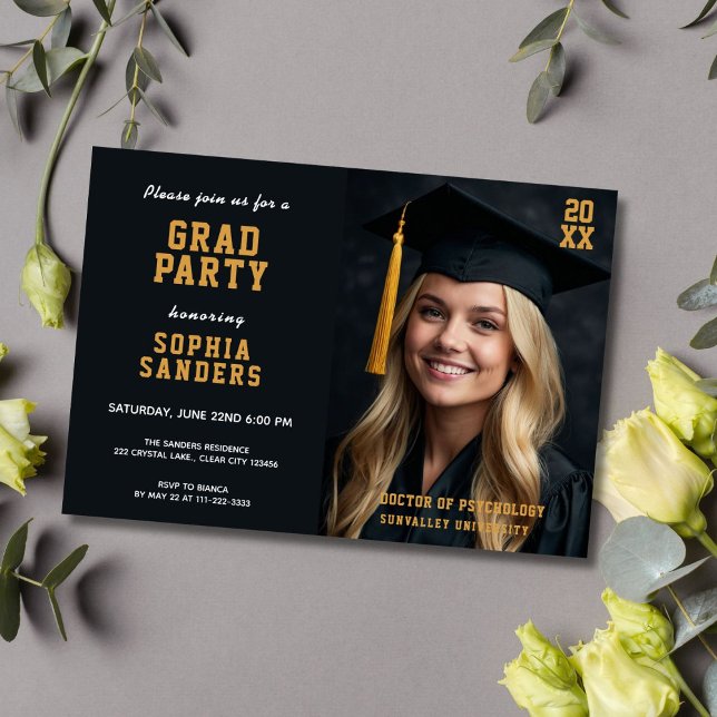 Simple Grad Party Photo Graduation Invitation (Creator Uploaded)