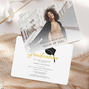 Simple Grad Photo Graduation Elegant Party Invitation