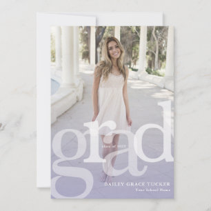 Simple GRAD Purple Overlay ANY Year Graduation Announcement