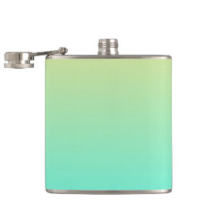 Simple Gradient Pastel Yellow Turquoise Hip Flask