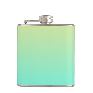 Simple Gradient Pastel Yellow Turquoise Hip Flask