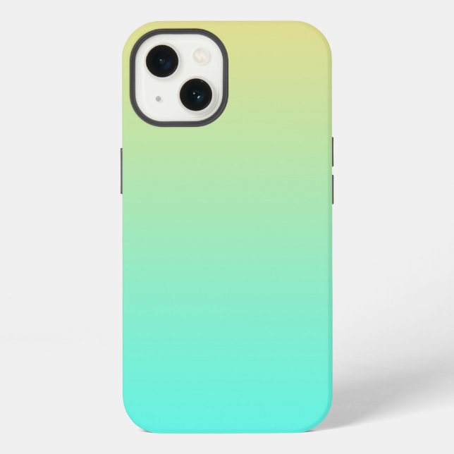Simple Gradient Pastel Yellow Turquoise iPhone Case (Back)
