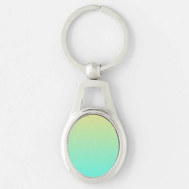 Simple Gradient Pastel Yellow Turquoise Key Ring (Front)