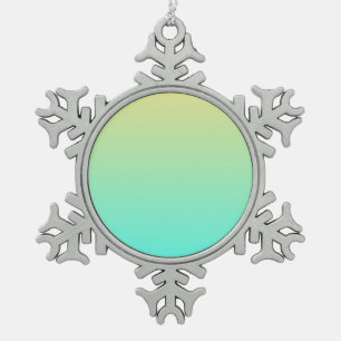 Simple Gradient Pastel Yellow Turquoise Snowflake Pewter Christmas Ornament