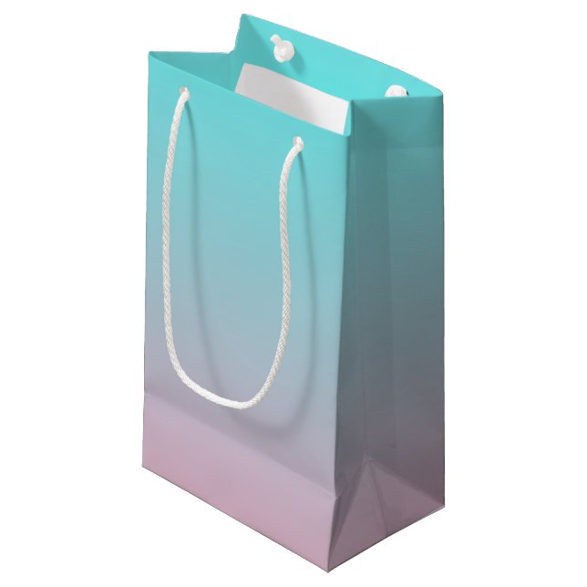 Simple Gradient Turquoise to Lavender Purple Small Gift Bag (Front Angled)