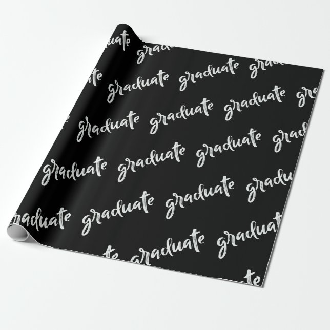 Simple Graduate  Black And White  Graduation party Wrapping Paper (Unrolled)