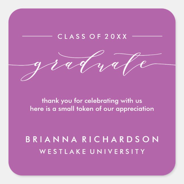 SIMPLE GRADUATE CALLIGRAPHY | THANK YOU STICKER (Front)
