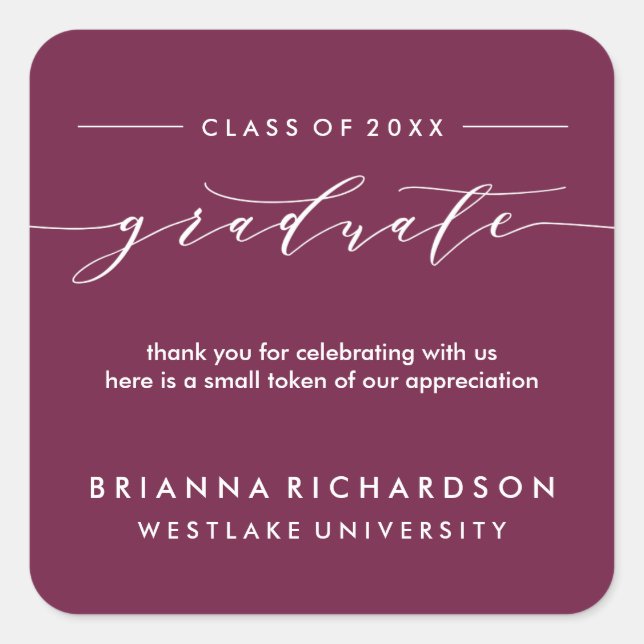 SIMPLE GRADUATE CALLIGRAPHY | THANK YOU STICKER (Front)