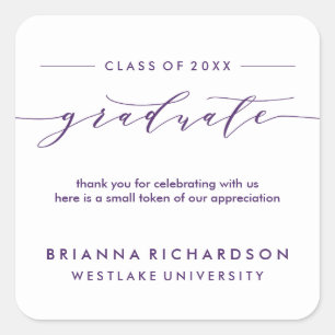 SIMPLE GRADUATE CALLIGRAPHY   THANK YOU STICKER