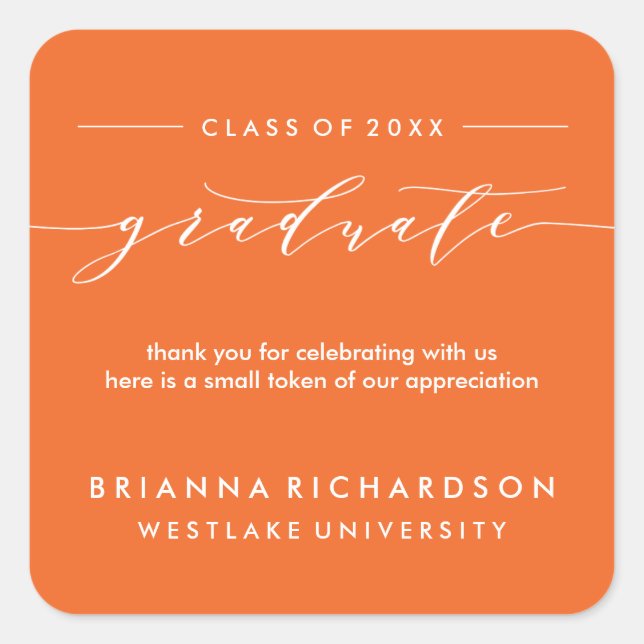 SIMPLE GRADUATE CALLIGRAPHY | THANK YOU STICKER (Front)
