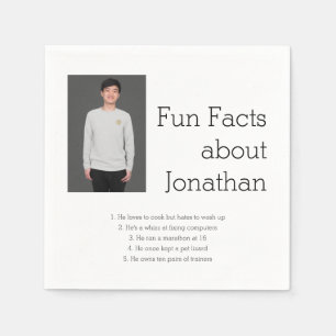 Simple Graduate Fun Facts Grad Photo Custom Napkin