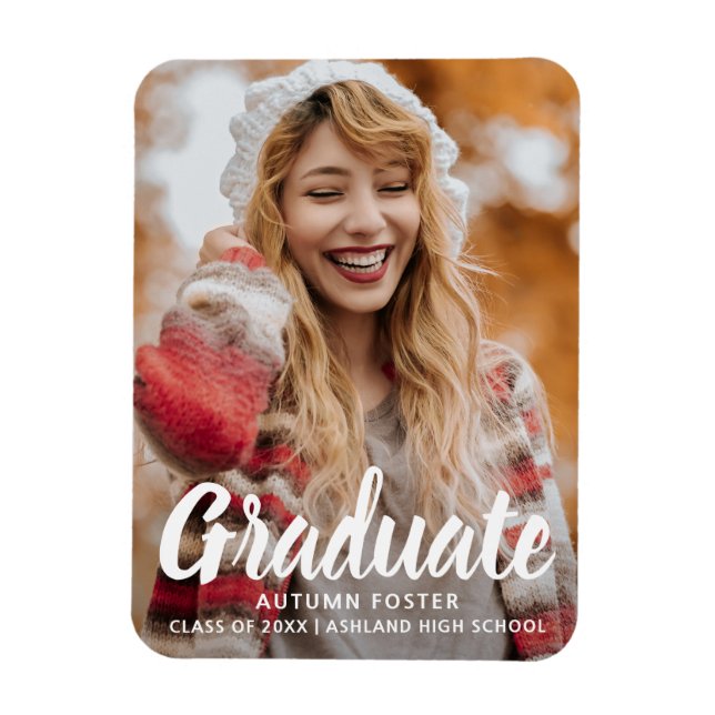 Simple Graduate Modern Photo Graduation Magnet (Vertical)