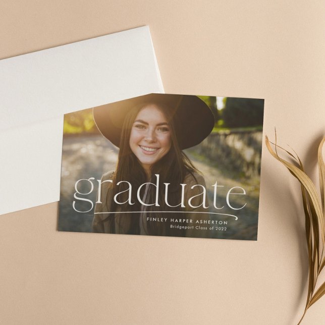 Simple graduate one-photo personalised graduation announcement (Creator Uploaded)