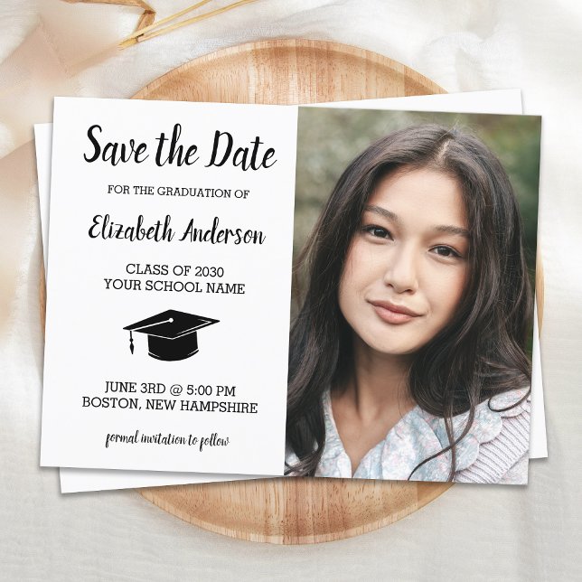 Simple Graduate Photo Save The Date Graduation  Announcement (Creator Uploaded)