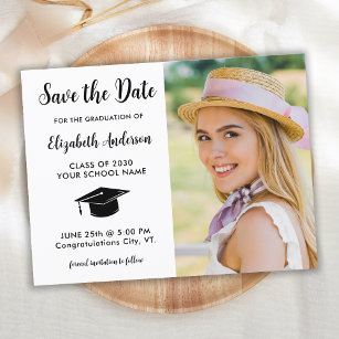 Simple Graduate Photo Save The Date Graduation Invitation Postcard