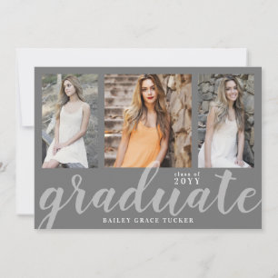 Simple Graduate Script Collage Grey Graduation Announcement