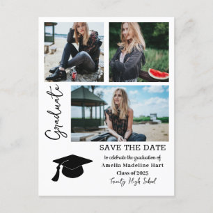 Simple Graduate Script   Save The Date Photo Announcement Postcard