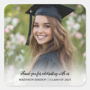 Simple Graduate Thank You Photo Square Sticker